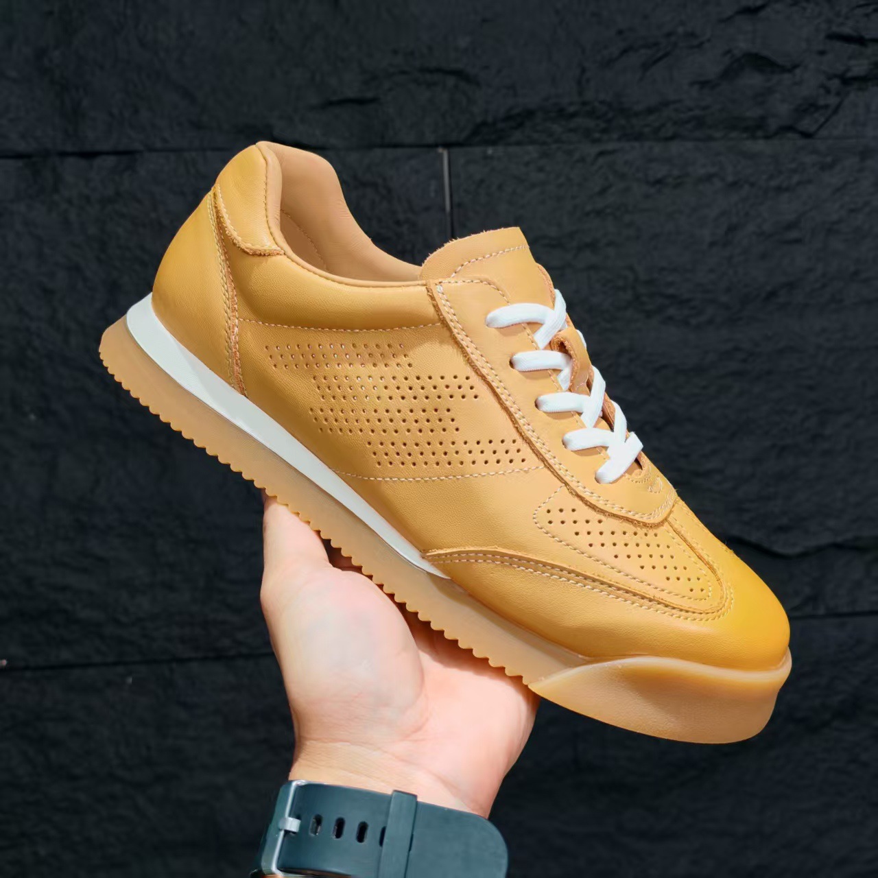 [Cuero de vaca de cabeza] nuevo cuero de moda para hombres, zapatos casuales transpirables Agan De-Training transpirables y resistentes al desgaste