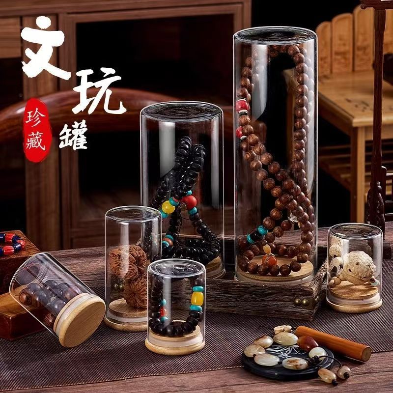 Botella de vidrio sellada de Wen Jue, perlas de Buda, pulseras de nuez hechas a mano, árboles de incienso, árboles de sándalo, almacenamiento de perlas, frasco de perlas