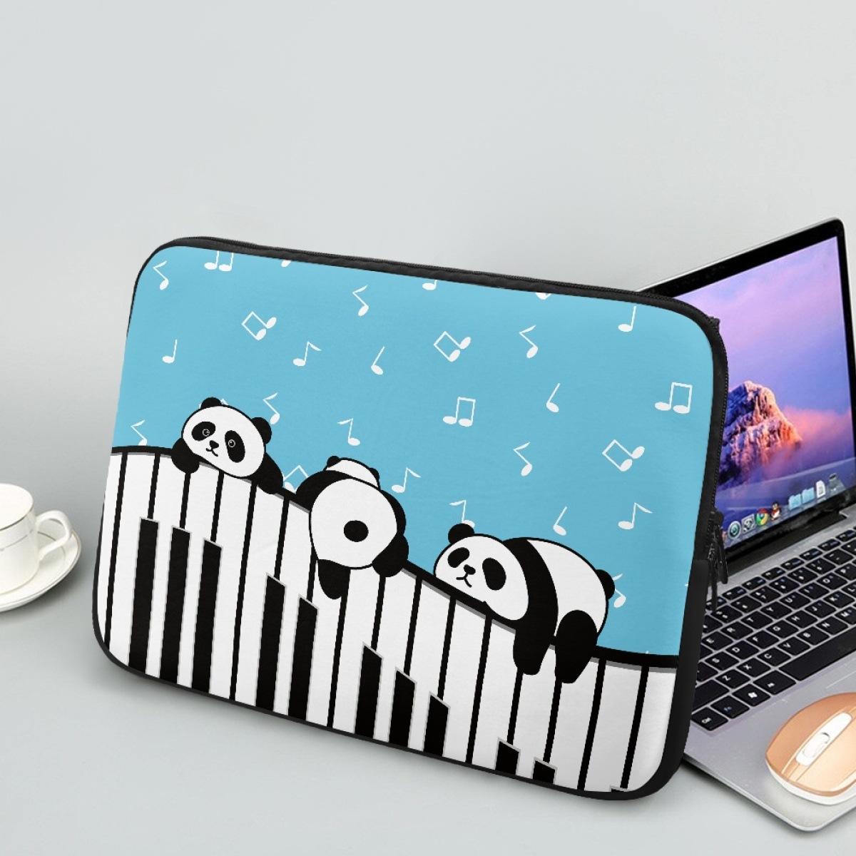 아마존 베스트 셀러 방수 소재 피아노 팬더 인쇄로 노트북 가방 세대를 매핑합니다.
