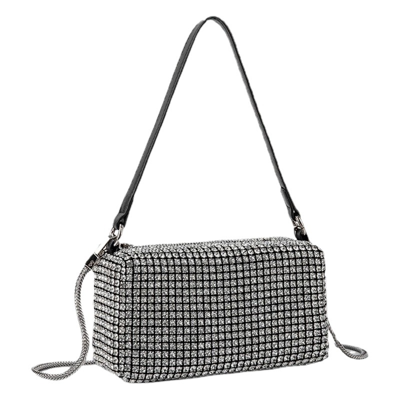 Bolso de mujer de diamantes de imitación de perlas de moda 2025 verano nuevo estilo brillante diamante completo mensajero bolso de axila portátil al por mayor
