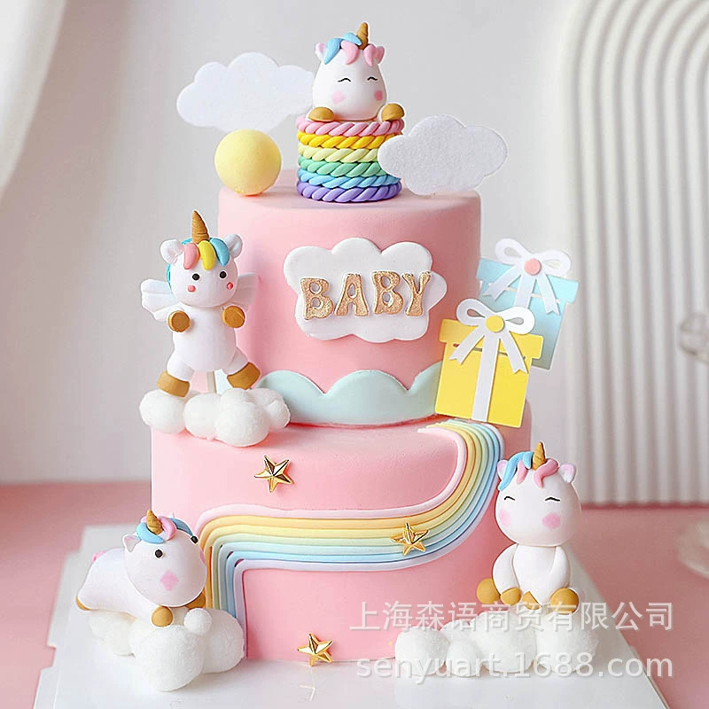 Decorations, cartoon ceramics, balloon, dessert gift box, unicorn, cloud, Birthday gift
