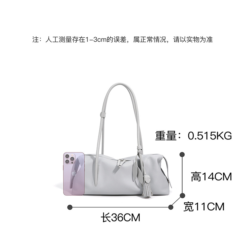 Spring/Summer New Boston Pillow Bag Top Grain Cowhide Handbag Underarm Bag For Women Casual Large Capacity Shoulder Bag - Thumbnail 4