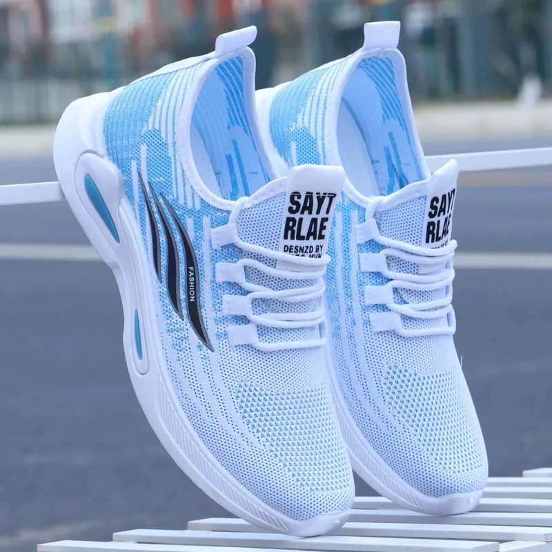 2023 Летняя новая мужская обувь летающая дышащая спортивная повседневная обувь мягкая подошва противоскользящая легкая педаль ленивая обувь
