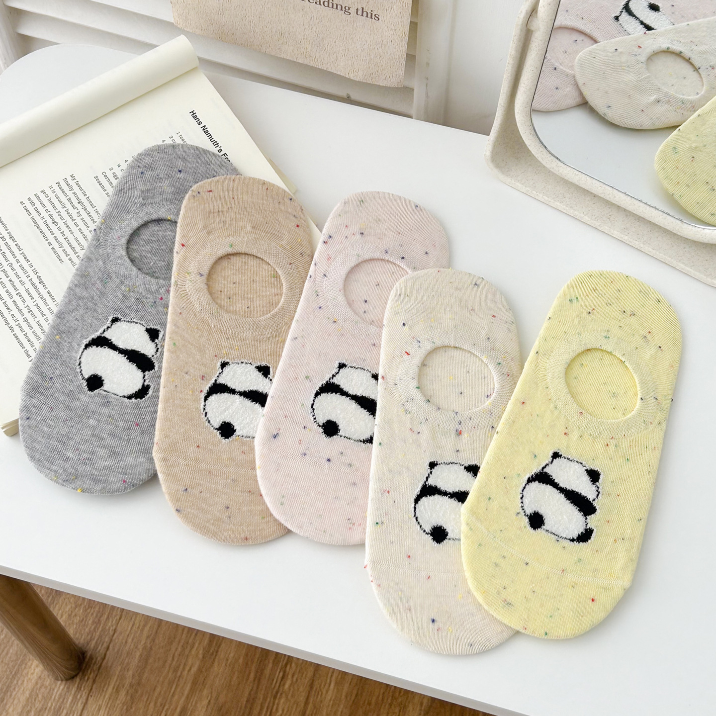 Women's Summer Thin Invisible Socks with Silicone Non-Slip Cartoon Animal Pattern, Boat Socks, Anti-Slip, Japanese Style Low-Cut Socks