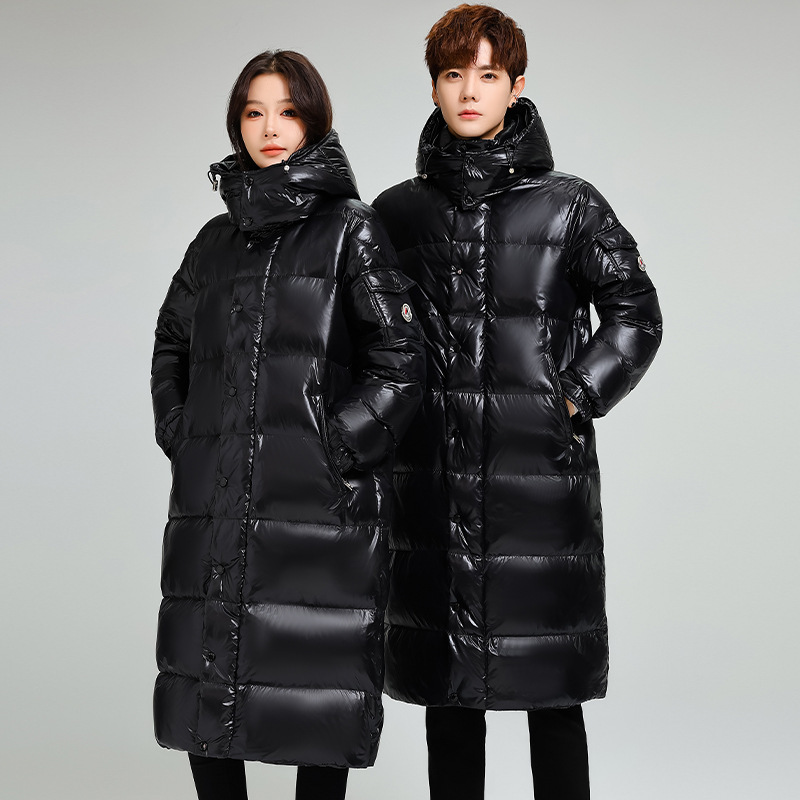 Winter New Couple Maya Long down Jacket Warm Windproof Fashion Trendy White Duck down Glossy Coat