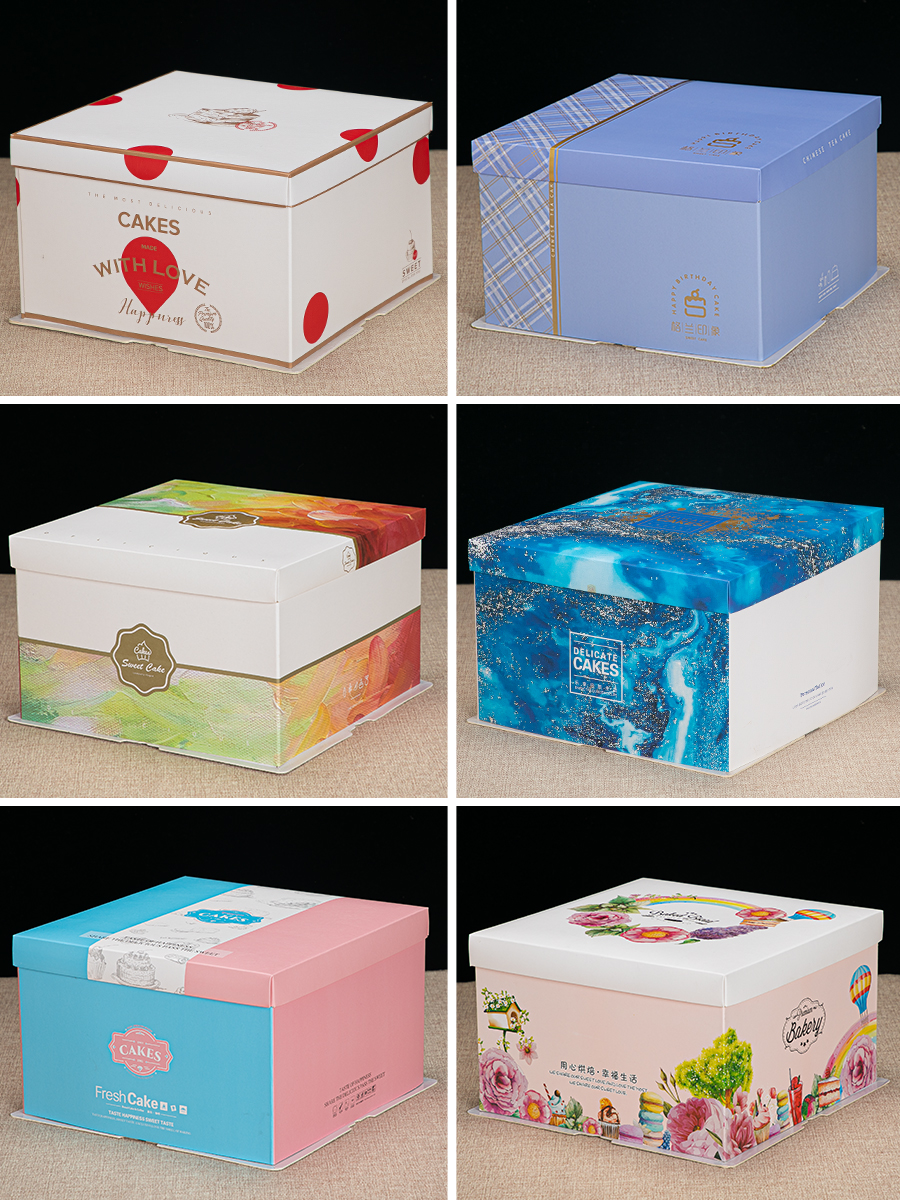 Caja de embalaje de pastel 6 pulgadas 8 pulgadas 10 pulgadas 12 pulgadas 14 pulgadas caja cuadrada de cartón de cumpleaños caja redonda caja de embalaje de pastel