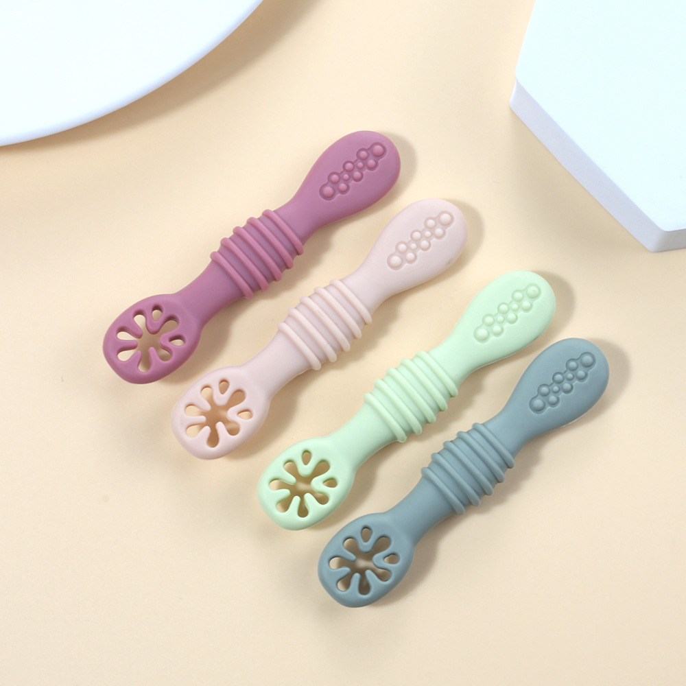 first stage spoon baby silicone rice paste spoon silicone sticky spoon meal training soft head spoon feeding