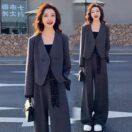 时尚套装女2026春季新款洋气减龄西装外套显瘦阔腿裤气质两件套潮