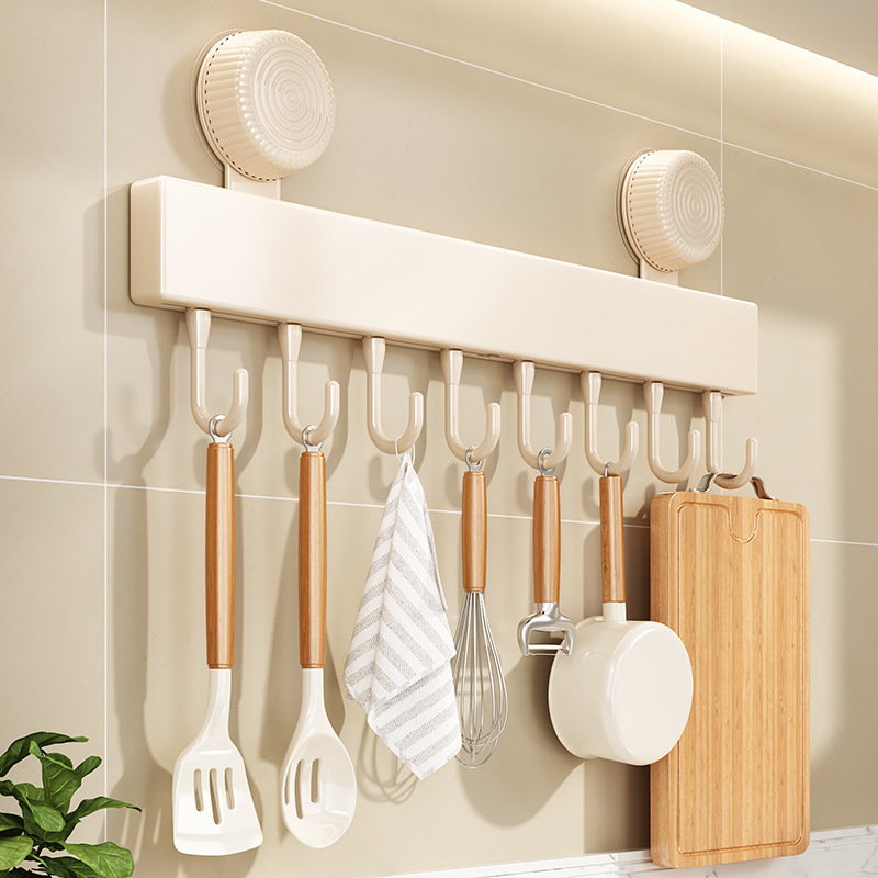 パンチフリー吸盤キッチンフック壁掛け収納ラックスパチュラ吊りロッドハンガー壁掛け家庭用多機能収納|undefined