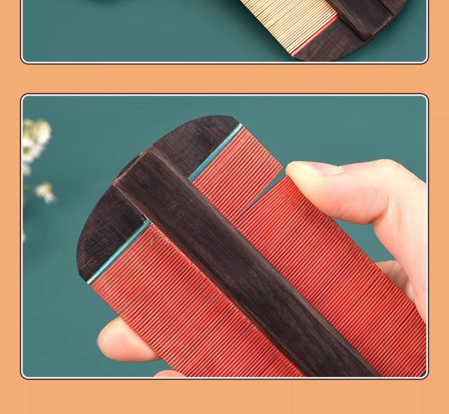 Traditional Bamboo Fine-Tooth Comb Bi Zi 密齿篦子梳 for Hair and Scalp Care Extra Dense Teeth 2 Pack preparation