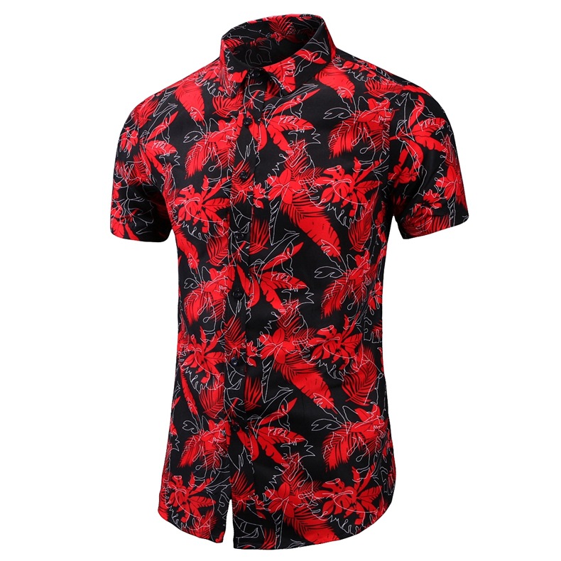 2023 Herren Slim Fit bedrucktes Kurzarmhemd, übergroßes, modisches, lässiges Strandhemd_voghion.com
