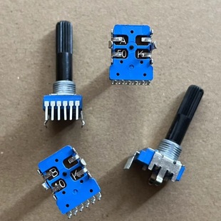 Rk12 Type Double 6-Pin Potentiometer B10K A50K Power Amplifier Volume Rotating Vertical Potentiometer Handle Length 28mm