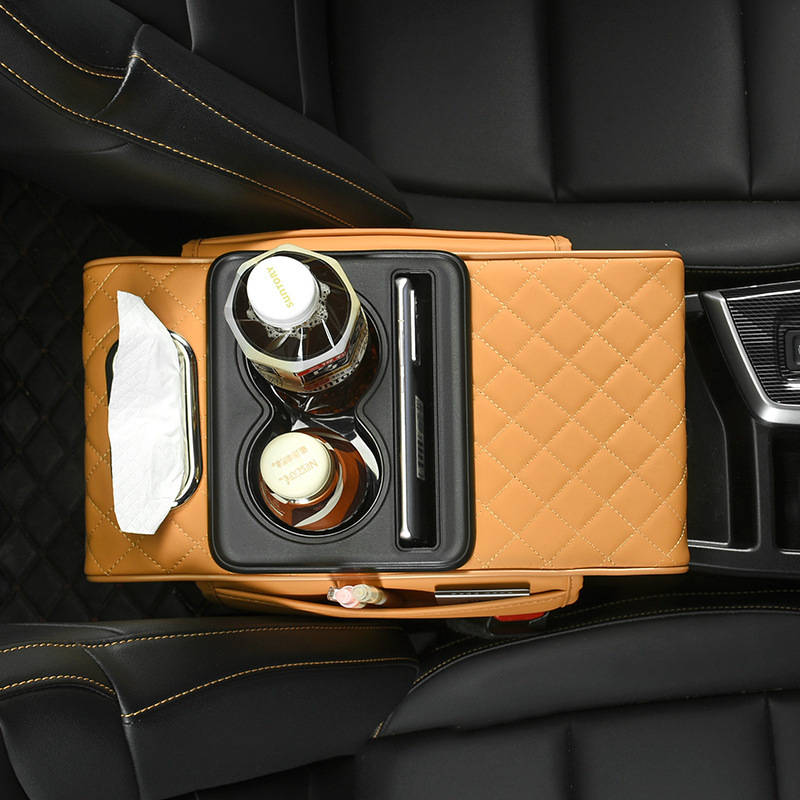 New car armrest box mat booster mat car tissue box storage bag cup holder multifunctional armrest box mat