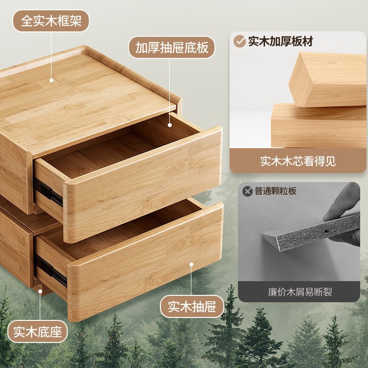 Mesita de noche negra Dormitorio doméstico de madera maciza 2025 nuevo gabinete lateral de cama de almacenamiento moderno simple y de lujo ligero de alta gama