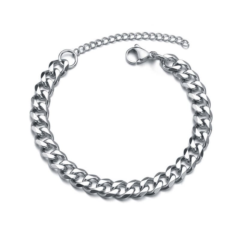 punk fashion double layer bracelet titanium steel Japanese and Korean domineering men's fashion simple trendy student bold bracelet_voghion.com