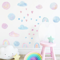 FX7104 Watercolor Clouds Rainbow Love Children's Room Kindergarten Bedroom Entrance Home Wall Decoration Wall Sticker