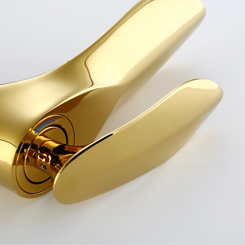 Jiumu all-copper Nordic-style golden washbasin faucet, bathroom, single-hole cold and hot water washing basin, washbasin and countertop undefined