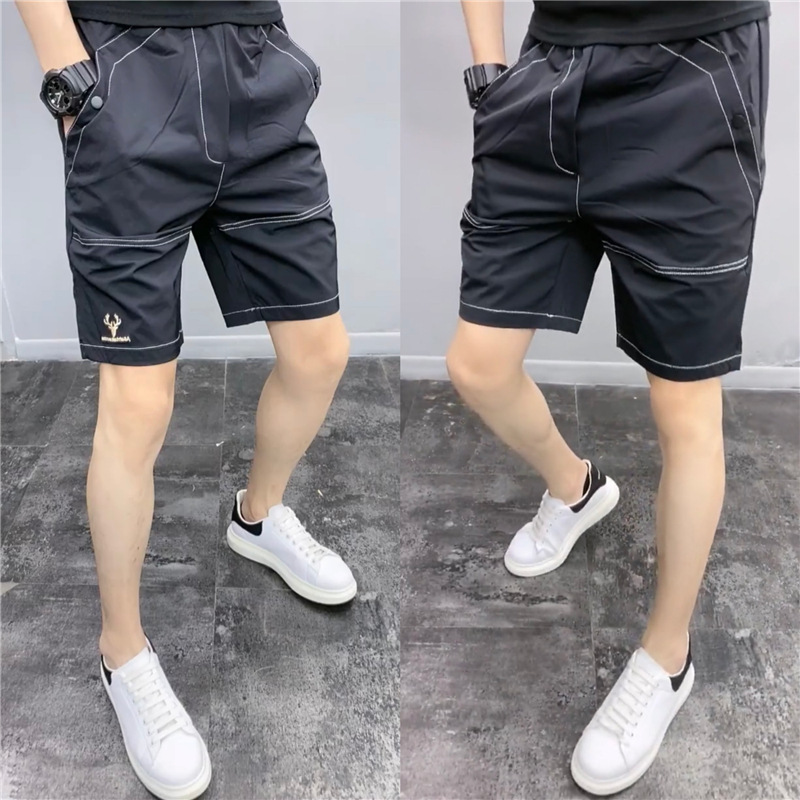 Summer thin quick drying for men, simple and versatile black shorts, Korean version trendy sports casual pants,_voghion.com