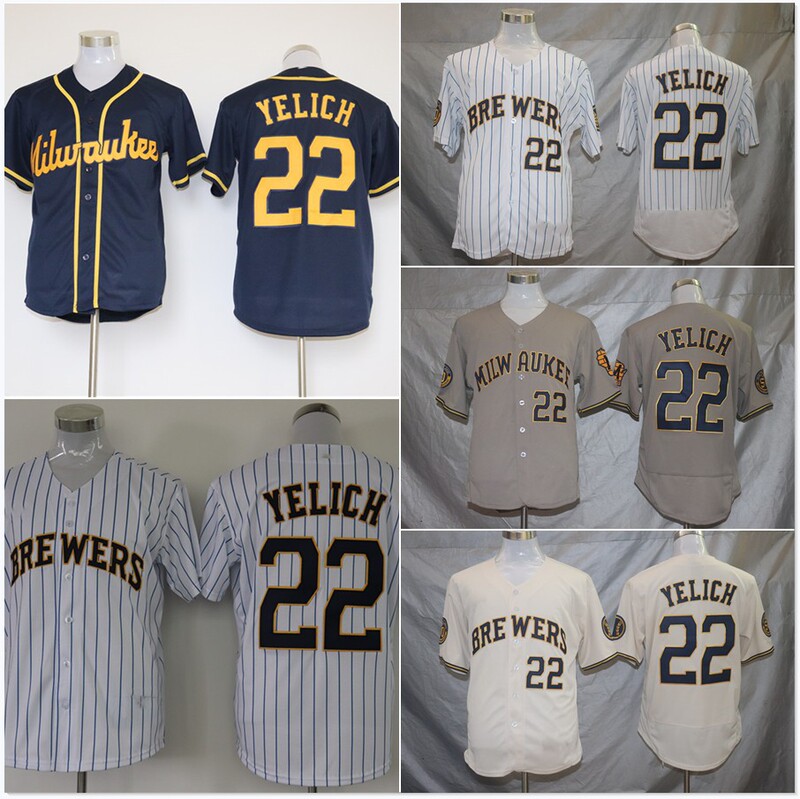 Foreign Trade Wholesale Milwaukee Brewers Jersey Uniform Baseball Uniform # 22 Sports Stripesd T-Shirt Men's Clothing
