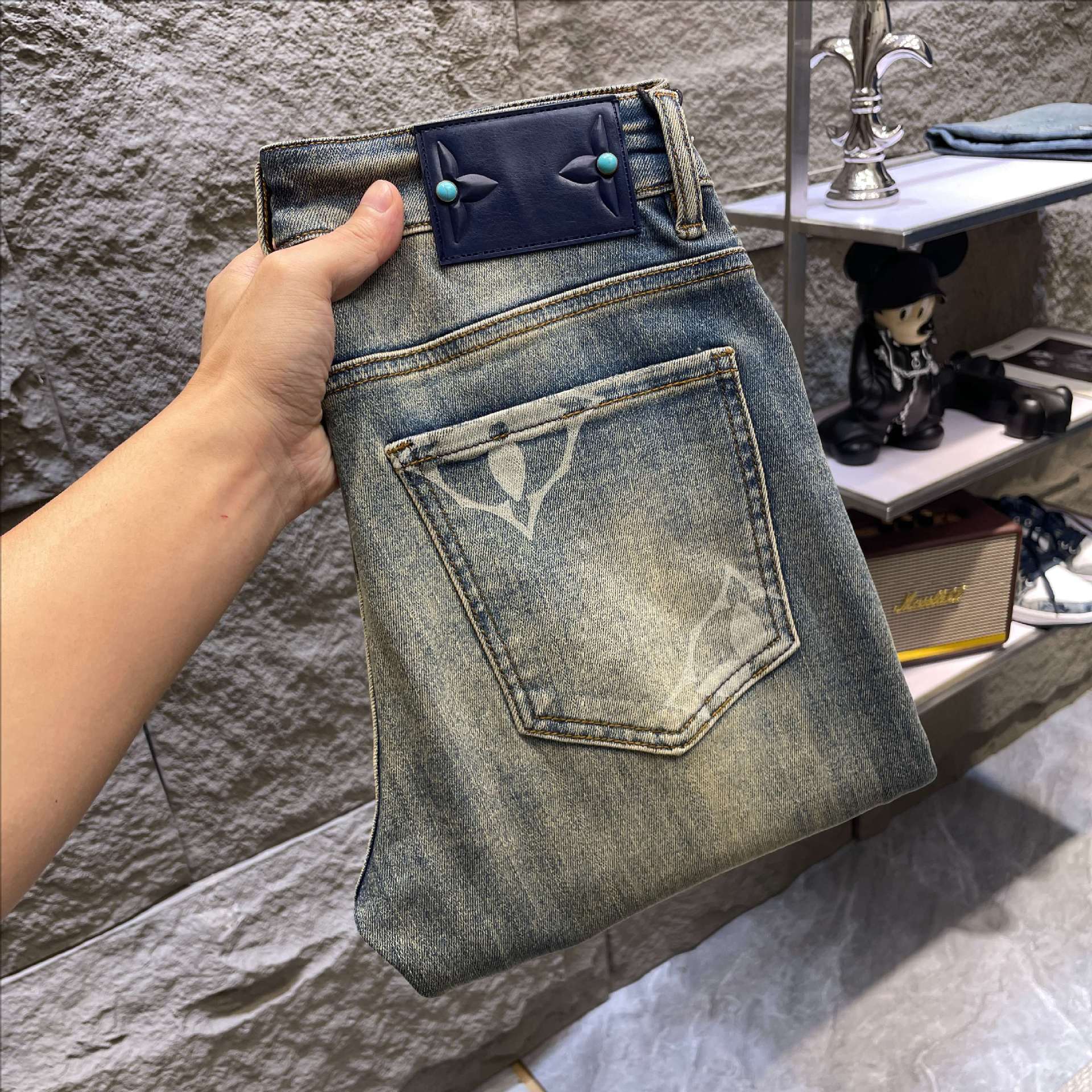 Brand High-Quality New Men's Jeans, Versatile Slim-Fit Cotton Stretch European Style, Premium Soft Men's Pants
