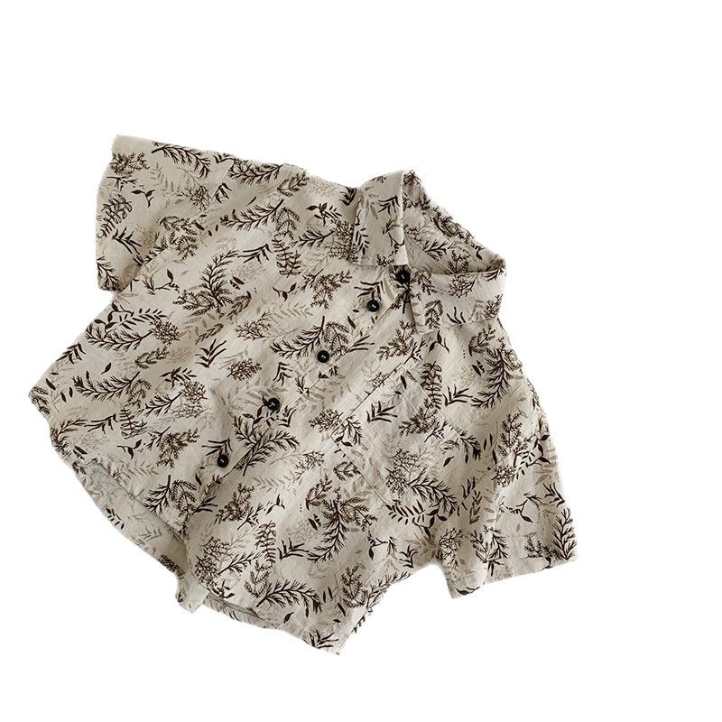 Camisas japonesas de manga corta para niños y niñas 2025 primavera y verano nuevo estilo coreano ropa para niños camisa marea Huzhou Zhili ropa para niños