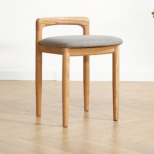 Wholesale All Solid Wood Dressing Stool North American Oak Makeup Chair Soft Seat Japanese Style Backrest Dining Chair Study Chair Nordic Square