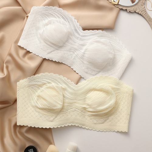 Strapless underwear for women, invisible non-slip tube top, wrapped chest to prevent exposure, summer thin large breasts showing small seamless bra