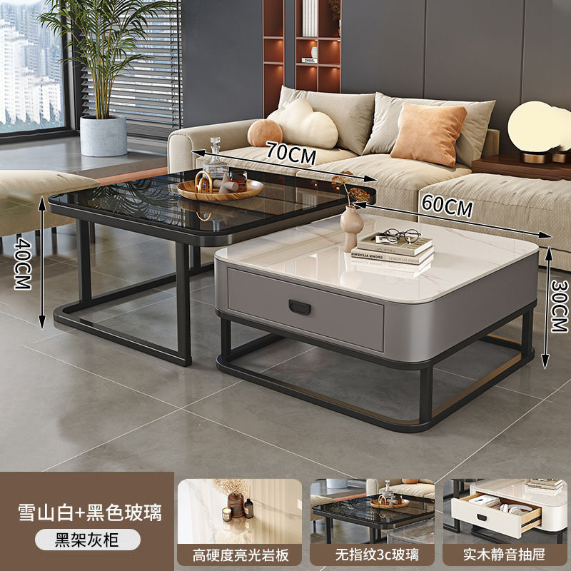 블랙 프레임 + 그레이 캐비닛 스노우 마운틴 화이트 + 블랙 유리