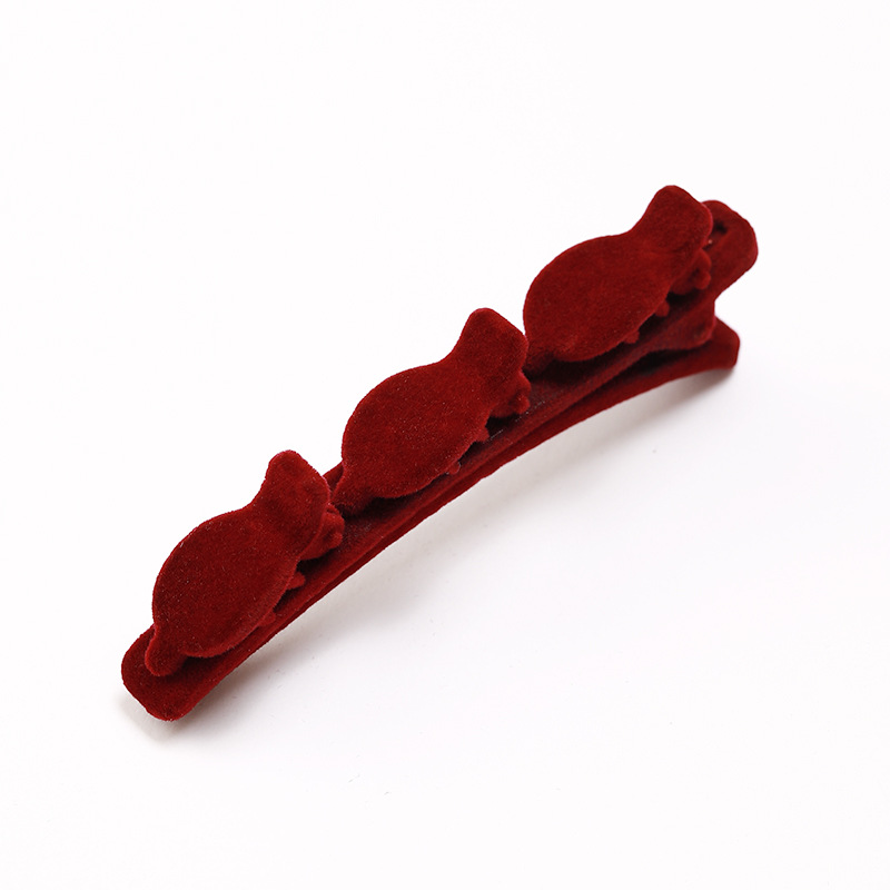 Color sólido trenzado clip de pelo flocado clip de pelo textura Bangs clip lateral pinza doble capa duckbill clip chica tocado