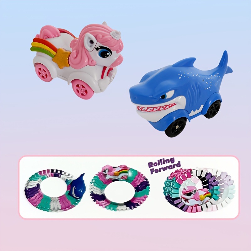 Transfronterizos unicornio eléctrico tren eléctrico carro catapulta locomotora ensamblaje DIY pista de carreras juguetes para niños