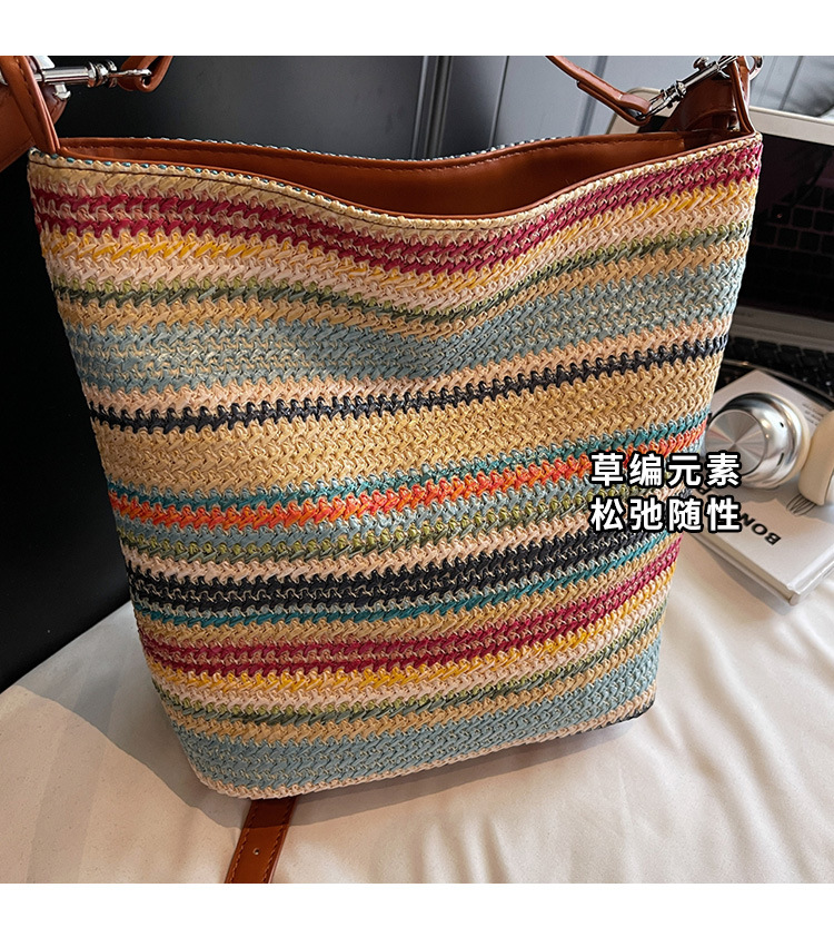 Bohemian hand-woven straw bag for women, large capacity 2025 new summer single-shoulder crossbody beach bag Specification drawing
