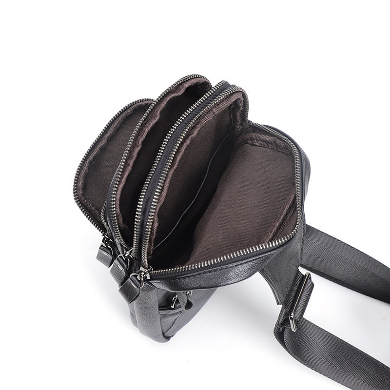 Túi đeo chéo trước ngực nam da bò thật 15×7×25 cm chống trộm — Màu đen chi tiết 5