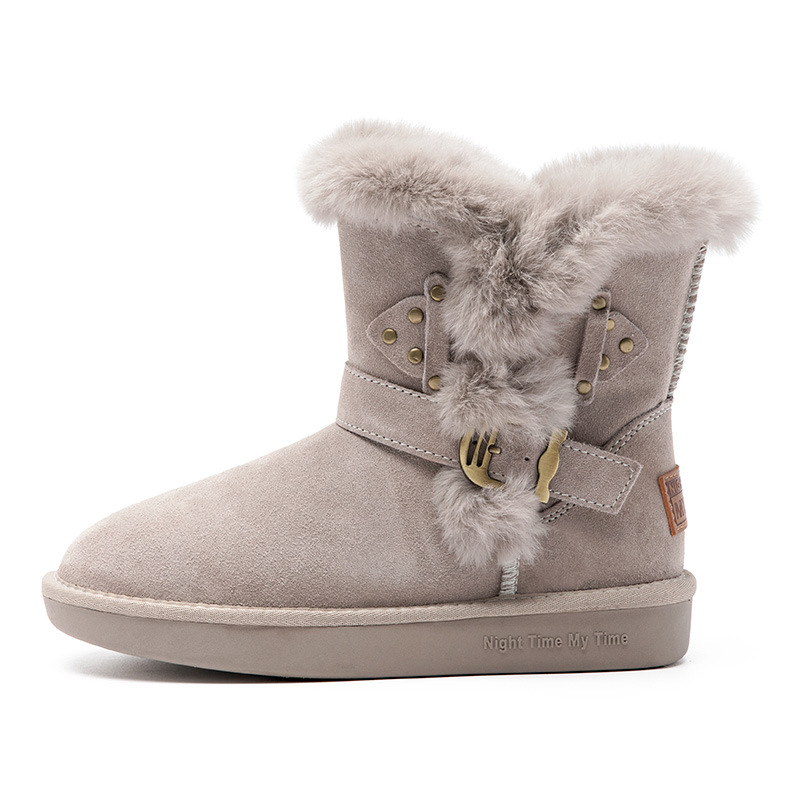 Botas de nieve Augu Shiden para mujer, nuevas botas de invierno 2025 a media pantorrilla, botines cortos, zapatos de invierno con suela gruesa y forro de algodón afelpado