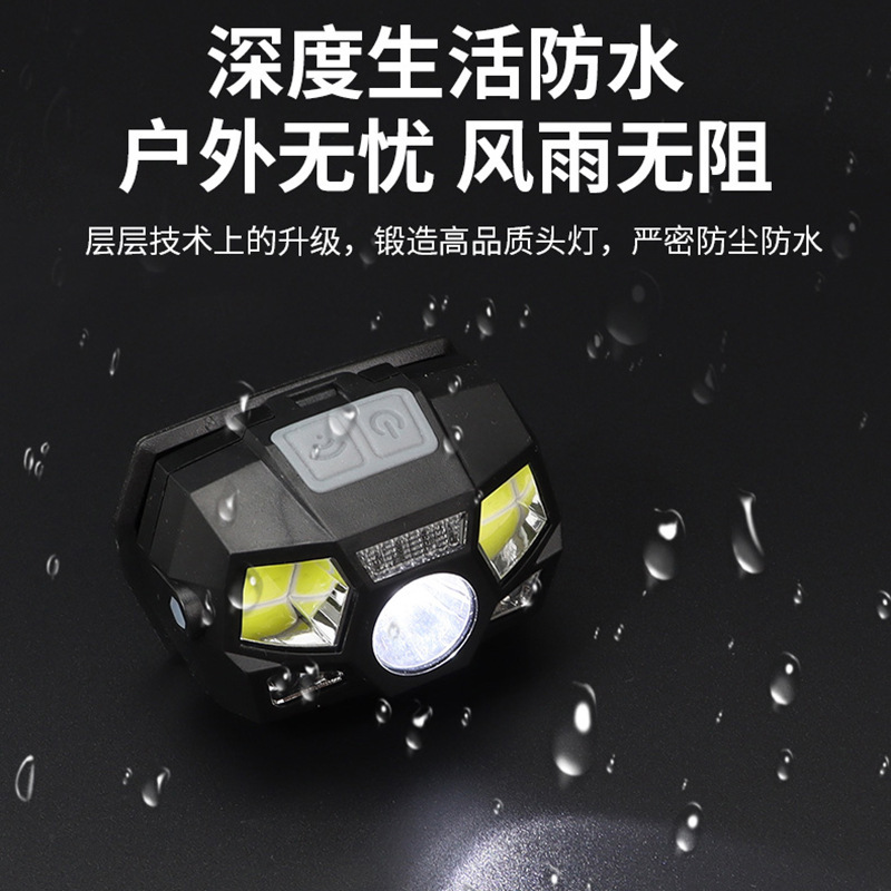 强光户外头灯轻便强续航高流明挥手感应多功能充电头戴灯|undefined