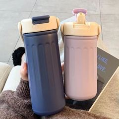 New stainless steel thermos cup, simple and portable, high-looking macaron for men and women, portable water cup, portable straw cup