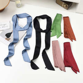 纯色丝巾女细窄长条领巾韩国百搭装饰小围巾飘带领带腰带发带