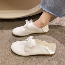 春季新款韩版时尚圆头套脚方跟时装休闲大码女式浅口女单鞋豆豆鞋