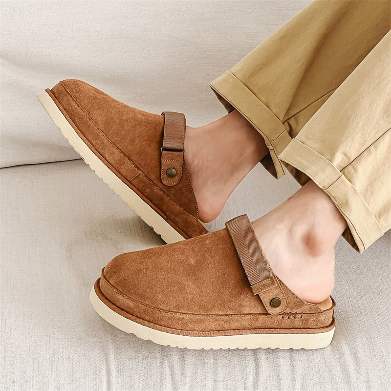 Новый Baotou Bocen тапочки пара кожаные дышащие дикие тапочки легкие и увеличенные летние тапочки