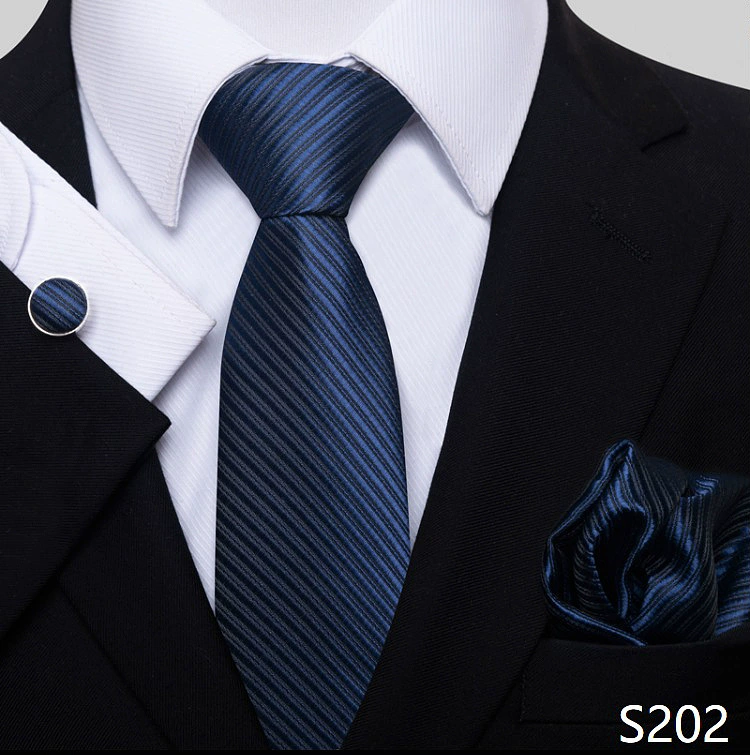 Ready stock solid color polka dot plaid tie wholesale solid color men's tie tie cufflinks pocket square set 8cm