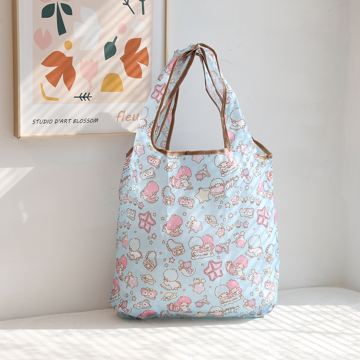 Dibujos animados lindo coolomi gran capacidad bolsa de protección del medio ambiente portátil plegable supermercado bolsa de compras bolsa de tela ligera bolsa de hombro