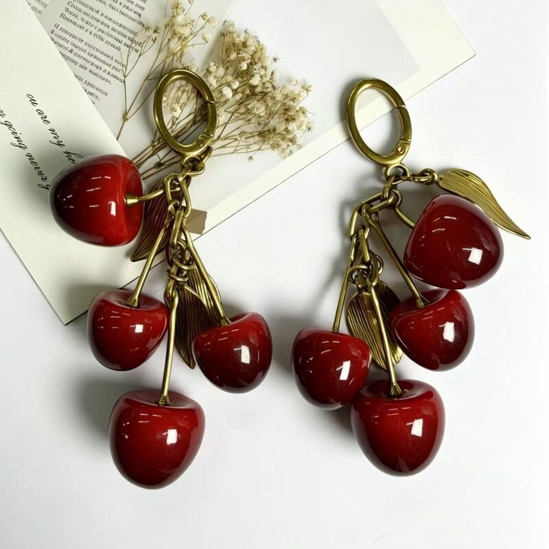 Y Brand Cross-Border Cherry Keychain Pendant Women's Bag Accessory Exquisite Elegant Gift Keychain Factory Wholesale Y Brand Cross-Border Cherry Keychain Pendant Women's Bag Accessory Exquisite Elegant Gift Keychain Factory Wholesale