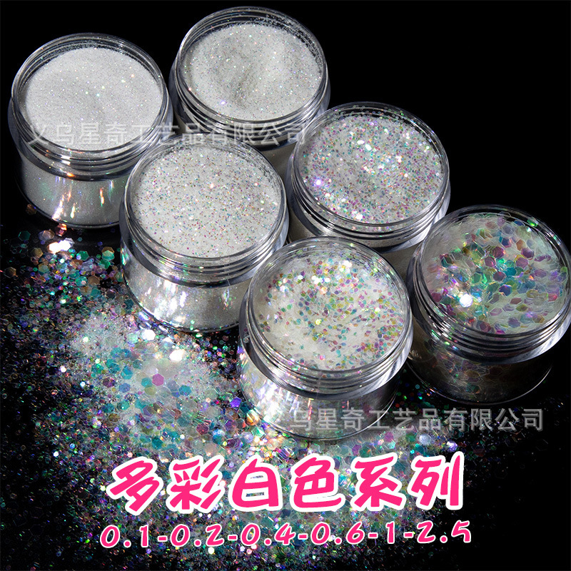 Colorful White Glitter Sequins Translucent Effect Polarized Manicure Handmade DIY Decorative Materials Art Paint Accessories