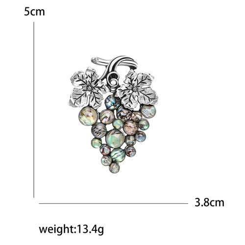 New Fashion and Creative Alloy Abalone Shell Grape Brooch Accessories Manufacturer Wholesale