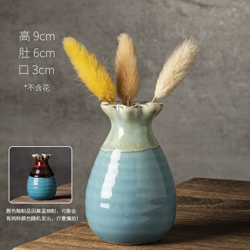 Ceramic Decorative Flower Vases, Handmade Small Tabletop Vase, Glazed Variants