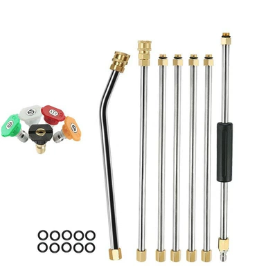 High pressure car wash water gun – High-Pressure Water Gun Stainless Steel - extension-rod-7-piece-set-25-degree-bent-thread-type