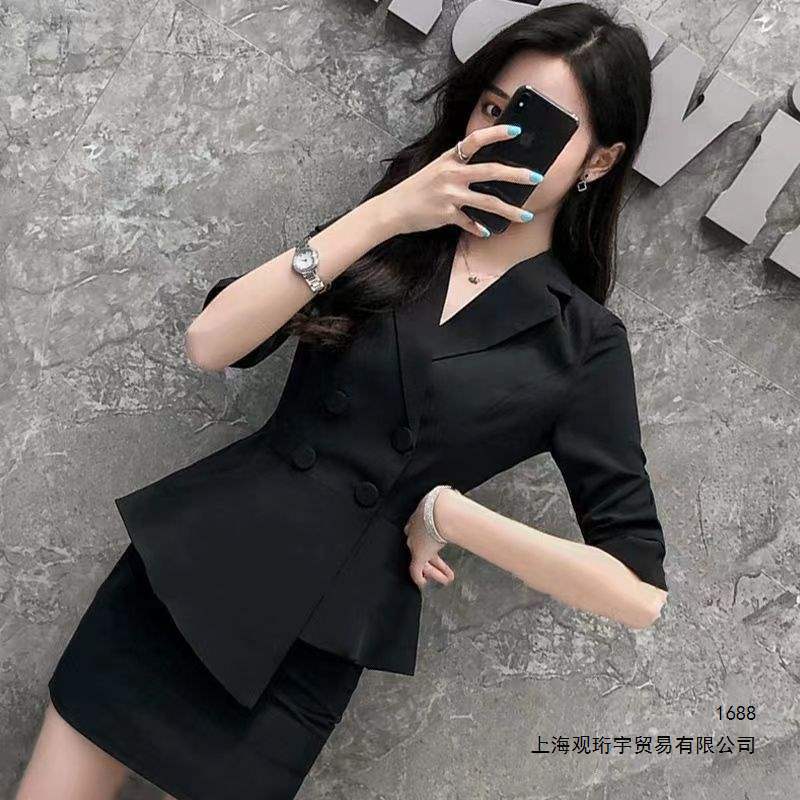 Professional summer suit skirt suit with mid-sleeves, beautician uniform, hotel receptionist thin work clothes, jewelry store