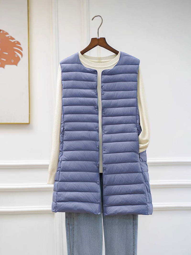 Transfronterizos TikTok chaqueta de plumón ligera chaleco de cuello en V de invierno de moda coreana chaqueta cálida
