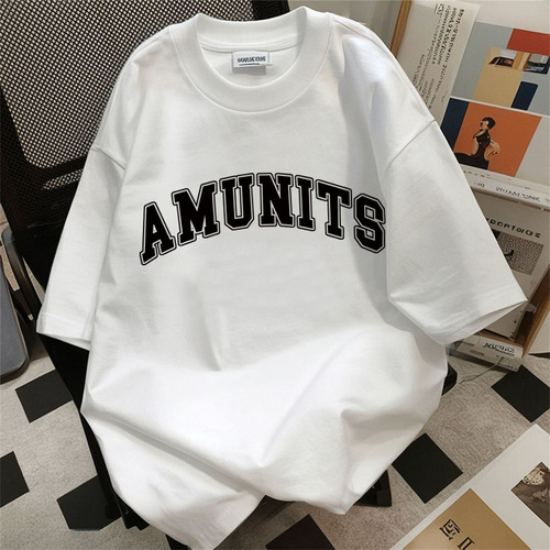 New 2025 Summer Men's Short-Sleeve T-Shirt, Korean Style, Slim Fit, Trendy Fashion, Thin Print, Basic Top Shirt