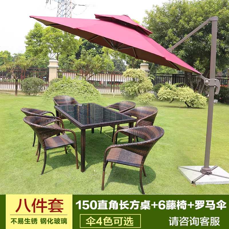 Mesa y silla al aire libre patio de caña tres piezas set terraza al aire libre balcón jardín ocio cabello de caña comedor combinación de mesa y silla