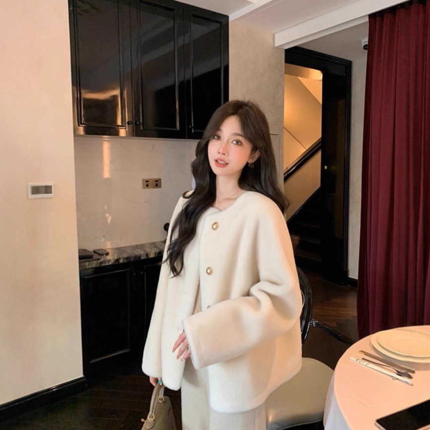 海宁羊剪绒全羊毛短款复合皮毛一体羊羔毛大衣皮草外套女秋冬新款